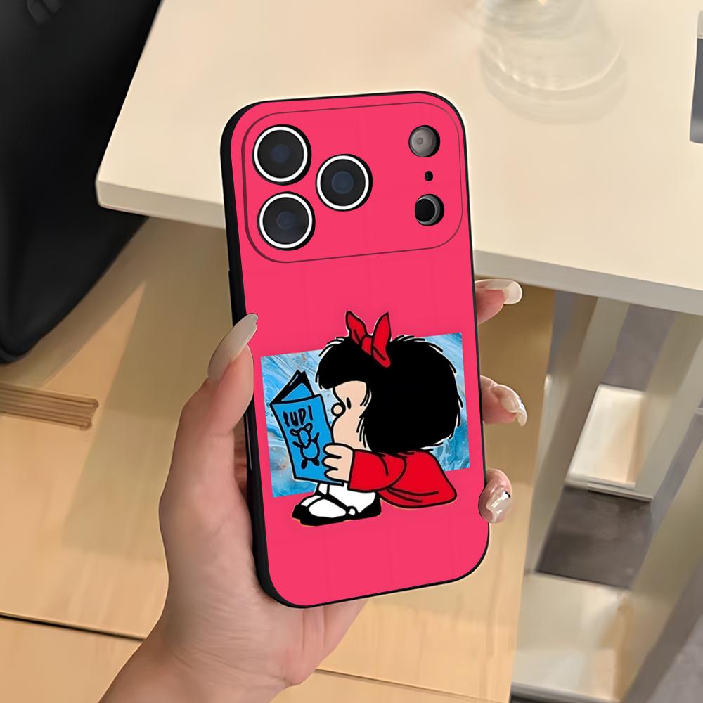 Anime M-Mafalda Phone Case For IPhone 17 Air 16 E Pro Max 15 14 13 Mini 12 Pro 11 Max Plus Black Soft Shell