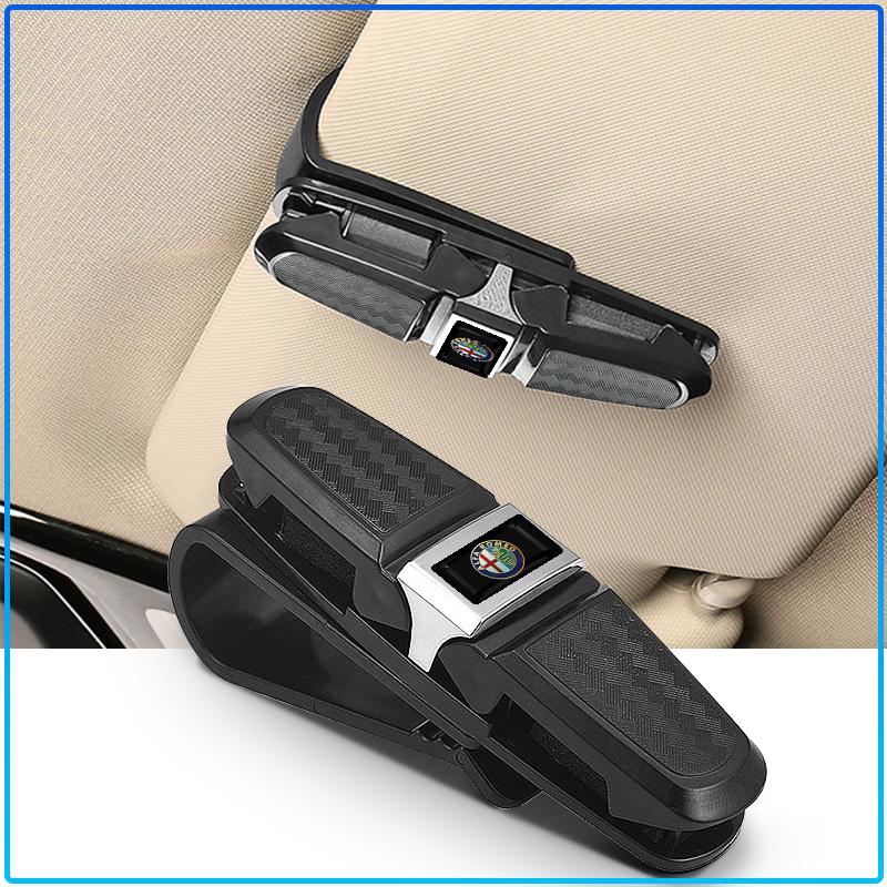 1pcs Car Sun Visor Glasses Box Universal Sunglasses Clip Card For Alfa Romeo 147 159 156 Giulietta Giulia Mito Spider Alpha Nheadrest