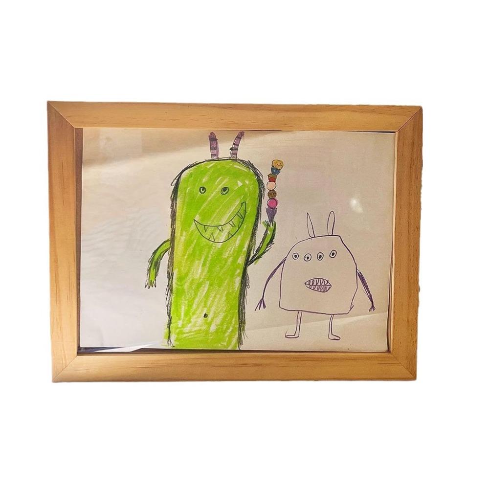 Wall Decoration Wooden Kids Art Frame Rotatable Changeable Photo Frame Memorial Family Portraits Cards Display Holder Kids