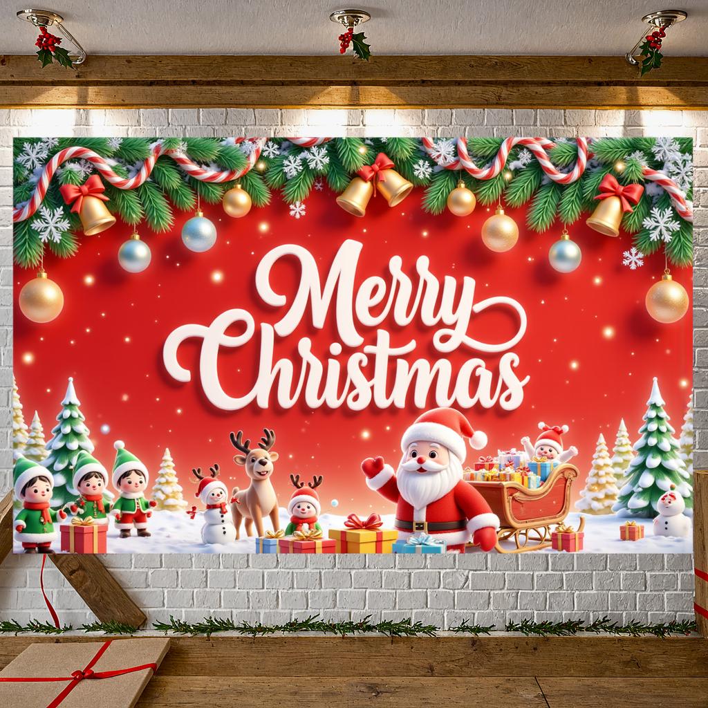 Christmas Decor Christmas Tree Merry Christmas Banner Winter Celebration Red Theme For Holiday Celebration Winter Event Office