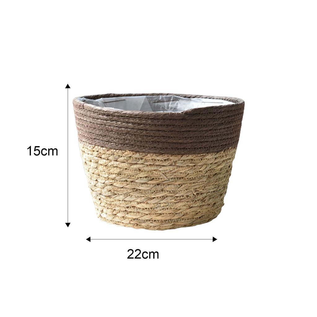 Large Straw Flowerpots Flower Baskets Potted Plants Plants Seaweed Weaving Handmade Crafts Floor Indoor Weaving Baskets FU