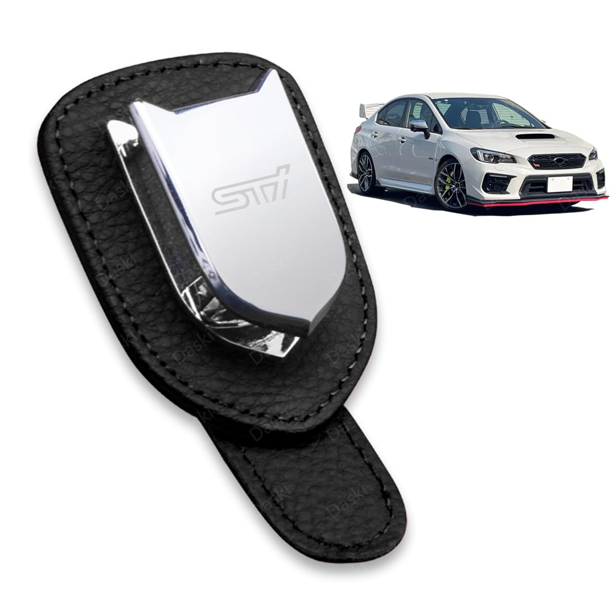 

Leather Sunglasses Holder for Subaru STI and All Car Sun Easy Black Series, Visor, Storage, Installation, (STI) чёрный