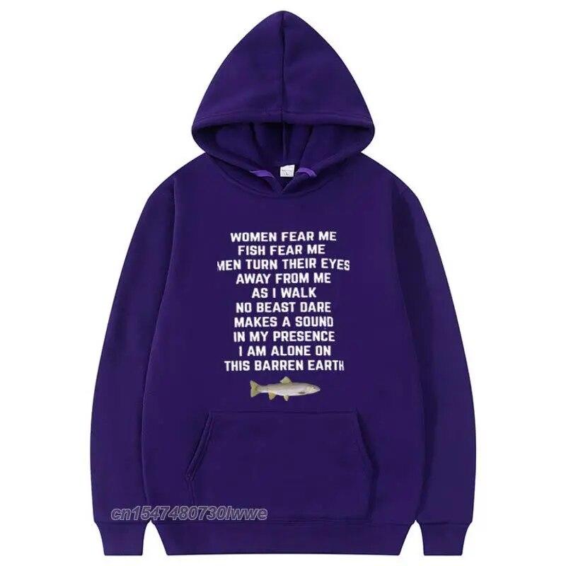 Women Fear Me Fish Fear Me Hoodie Unisex/Women Trendy Style Hoodies Couples Harajuku Streetwear Anime Unisexga Hooded Sweatshirt