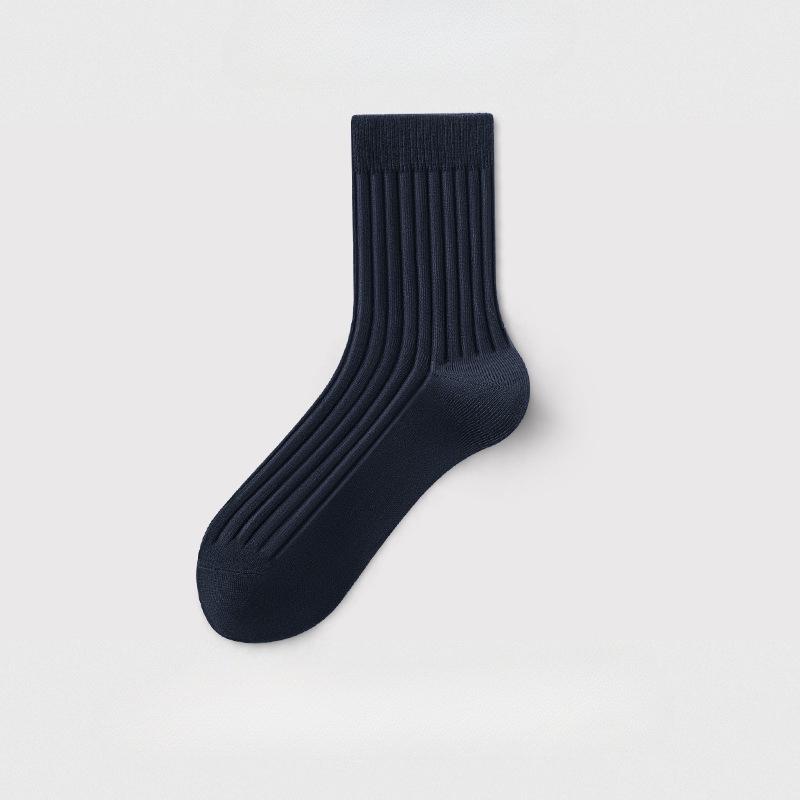 36-44 Plus High Quality Men's Business Cotton Socks Medium Vertical Stripe Breathable Sports Socks
