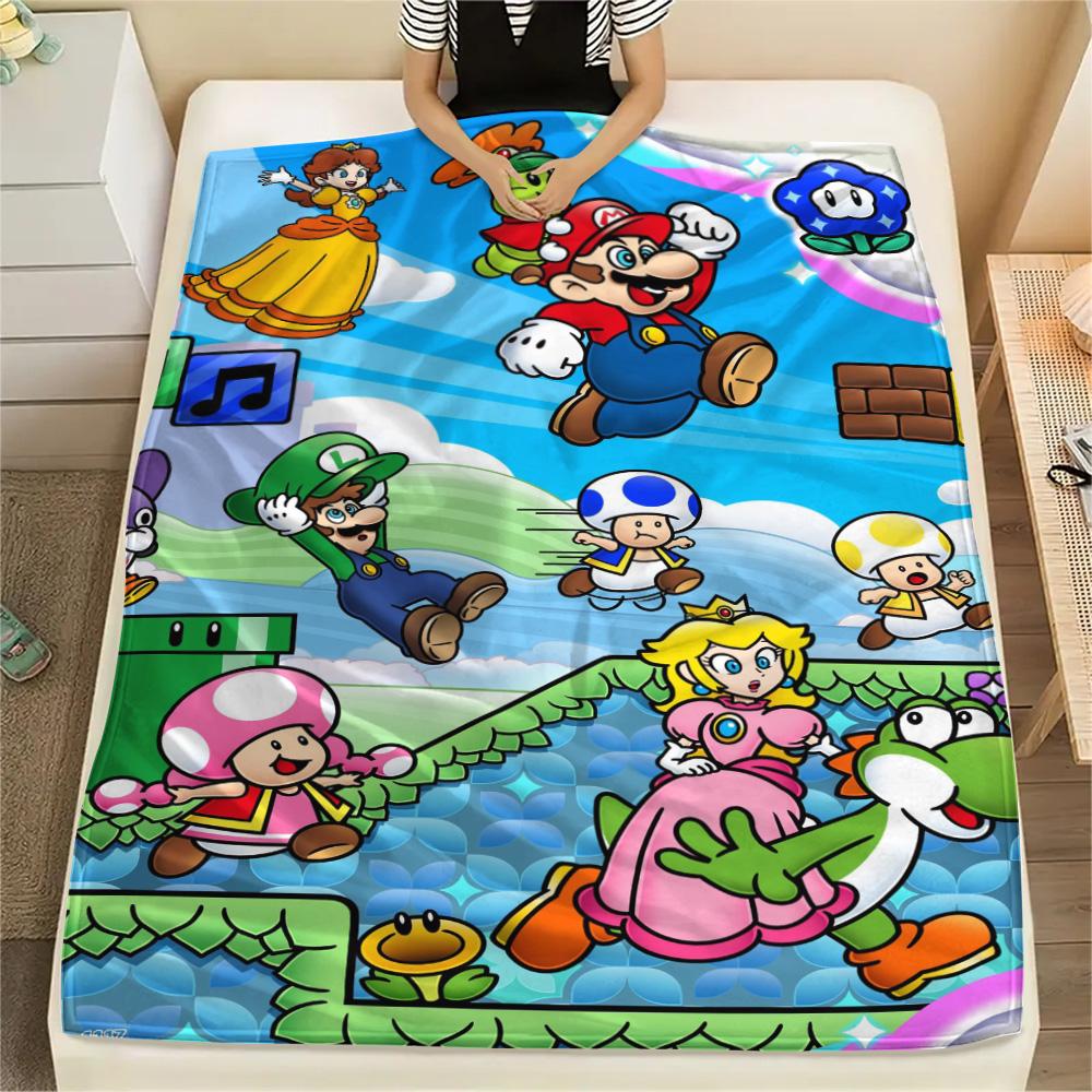 Mario Short Trip Essential Flannel Blanket, Warm Printed Cover for Bedroom Use and Outdoor Picnic Meeting.-TING