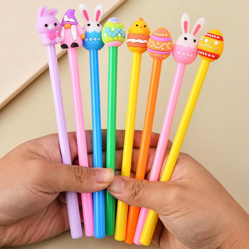 New New 1/5/10Pcs Easter Cartoon Silicone Rabbit Gel Pen Cute Writing Pen For Students Stationery School Supplies Creative Gift