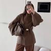 Women's High-End Brown Wool Trench Coat - Fashionable, Temperate Design with Waist-Cinching for Autumn & Winter