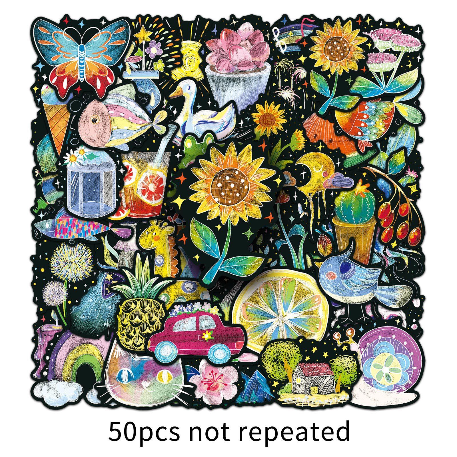 

50 Children s Graffiti Stickers Cartoon Hand-painted Non-infringement Children s Fun Decorative Laptop Mobile Stickers