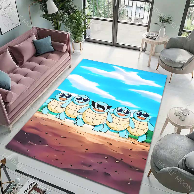Pocket Monsters Squirtle Print Rug Carpet for Living Room Children Bedroom Mat Sofa Doormat Floor Rug Home Decor Anti Slip Mat