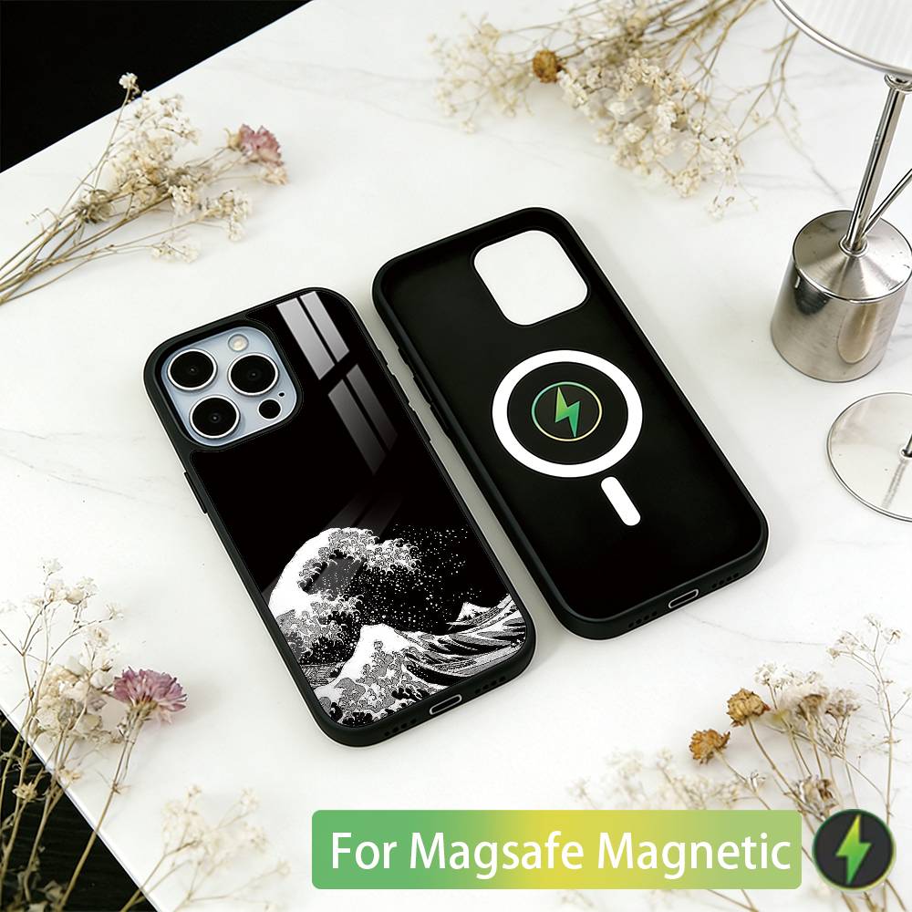 

The Great Wave Off Kanagawa Phone Case For iPhone17,16,15,14,13,12,11 Plus,Pro Magnetic with Magsafe Wireless Charging iPhone17ProMax