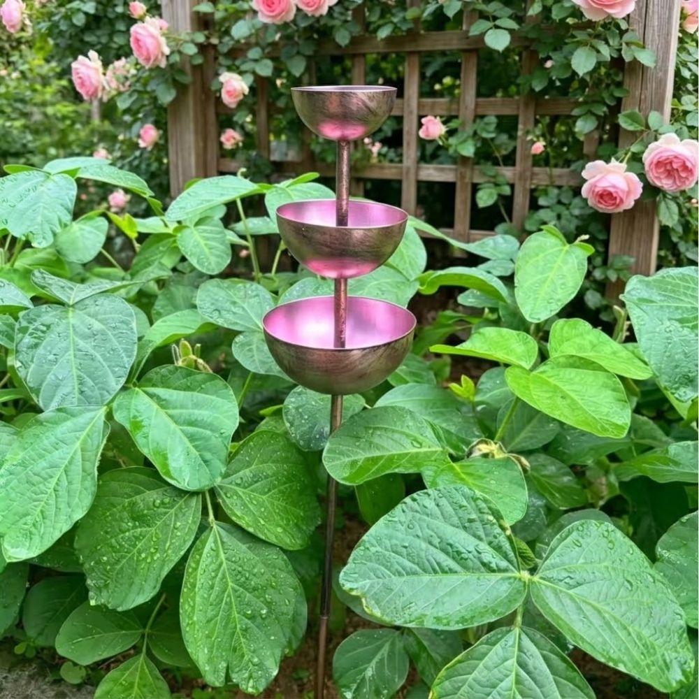 Handmade 3-Tiered Bird Bath Three-layer Bowl Bird Water Bowls Birdbath Stand Patio