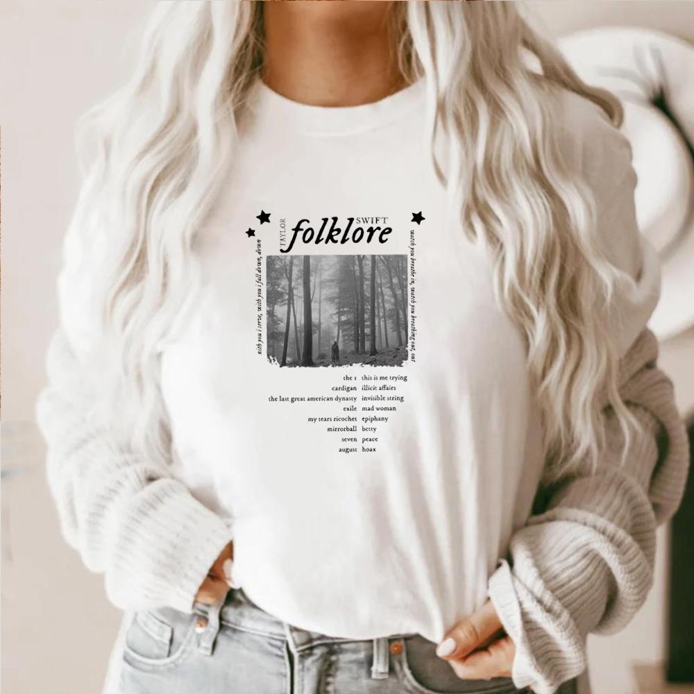 Folklore TS tracklist aesthetic Shirt Folklore Comfort Colors® Shirt Aesthetic Boho music T-shirt Women's Y2K Top Gift