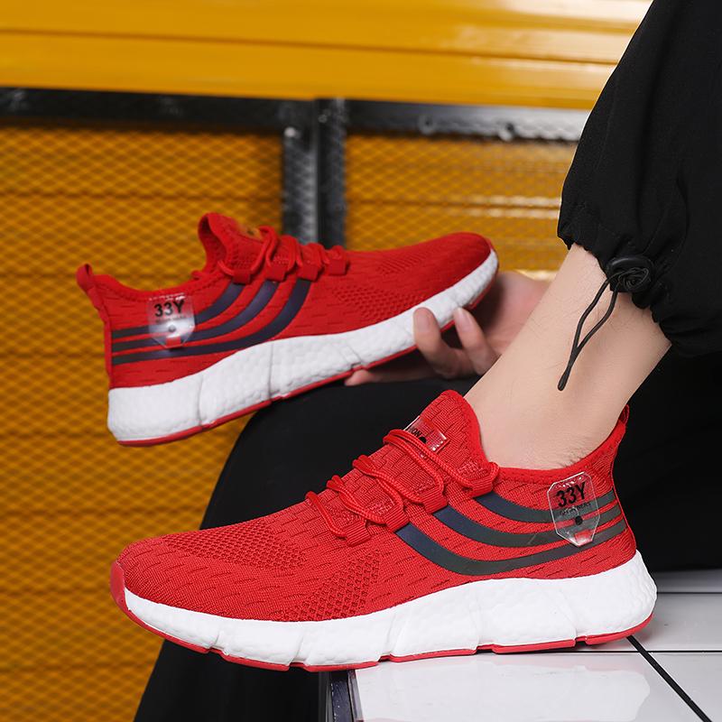 Men Casual Sport Shoes Breathable Lightweight Sneakers Outdoor Mesh Red Running Shoes Athletic Jogging Tenis Walking Shoes