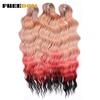 FREEDOM Synthetische Flecht-Haarverlängerungen Tief Gewellt 24 Zoll Lang Lockige Braids Haare Ombre Braun Regenbogen Twist Häkel-Haar