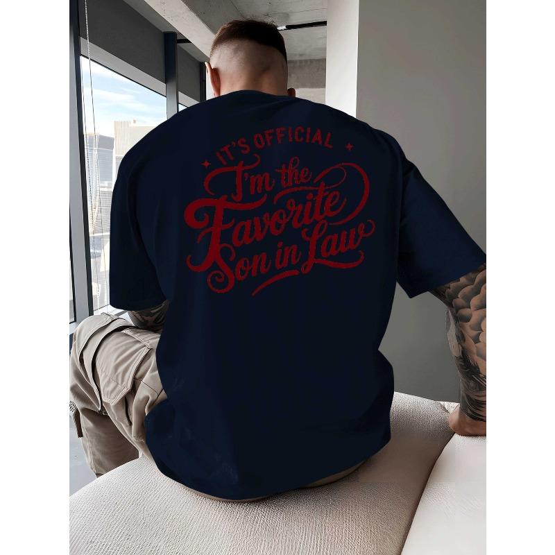 

Men s Funny Official Announcement Best Son-in-Law T-Shirt - Summer Short Sleeve Round Neck Casual Top with Humorous Slogan 4XL чорний