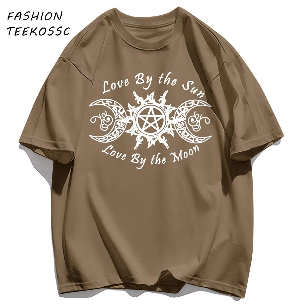 Love By The Sun And Moon Print Mens TShirt Casual Summer T Shirts Oversize AllMatch Man Streetwear Cotton Hip Hop Clothing
