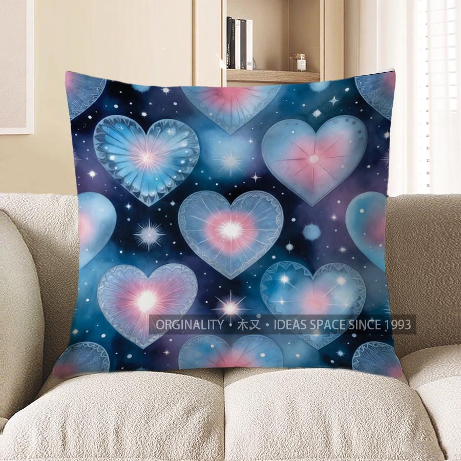 2D Galaxy Heart Patterned Digital Print Pillow Covers Pattern Cushion Cover Suitable For Sofa Bedroom Car Pillow Cover