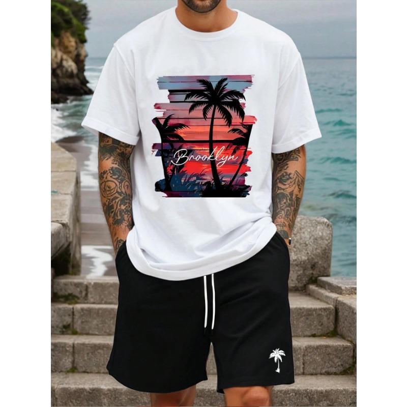 Summer Men's Sportswear Short sleeve T-shirt Suit Two-piece Outdoor Travel Clothing Oversized Man Shorts Training Clothes
