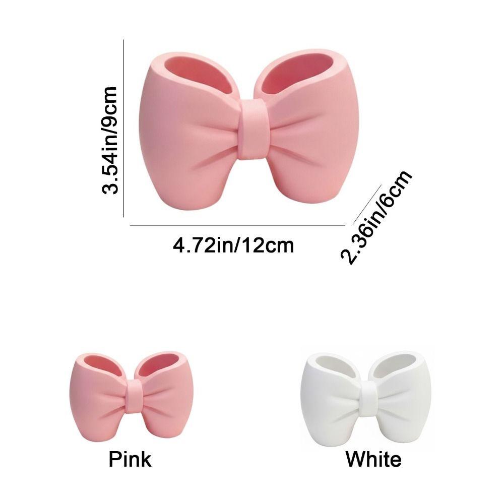 Creative Plastic Bow Shape Toothbrush Holder Lovely Lightweight Makeup Brush Rack Decorative Pen Holder Bedroom
