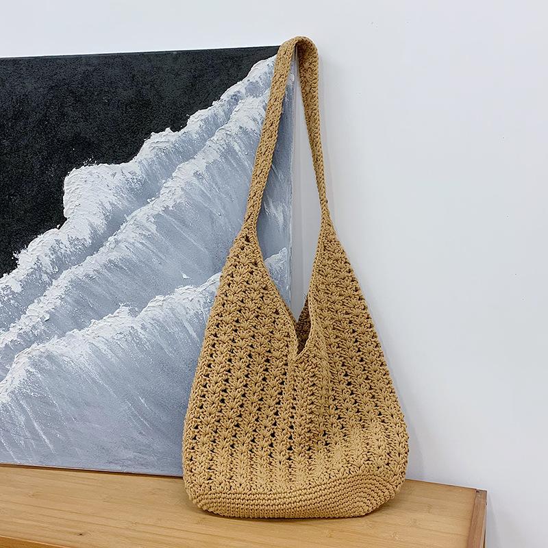 

Корейская версия простой сумки из хлопчатобумажной нити, новая универсальная сумка ручной работы, пляжная сумка для отпуска, сумка через плечо, модная женская сумка