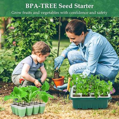 Bandeja para Germinação de Sementes, Kit de Germinação Indoor com 12 Células, Bandejas Flexíveis de Silicone para Germinação de Sementes, Bandeja de Germinação com Cúpula de Umidade e Tampas