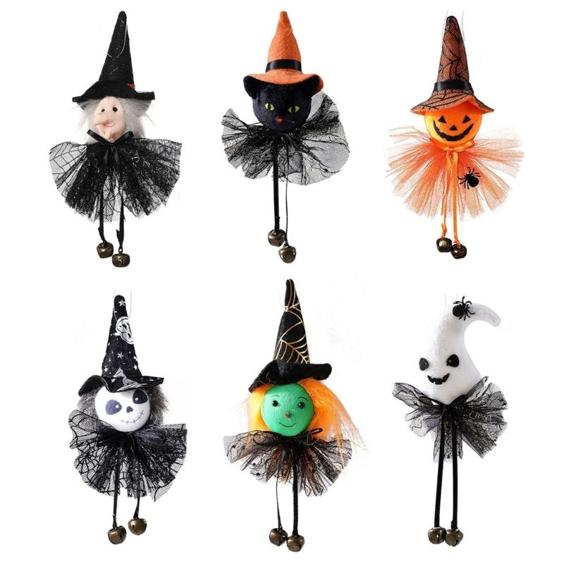 Halloween Bell Figure Decoration Set, 6 Assorted Character Hanging Ornament for Door Frame, Window , Tree and Seasonal Entrydoor Styling