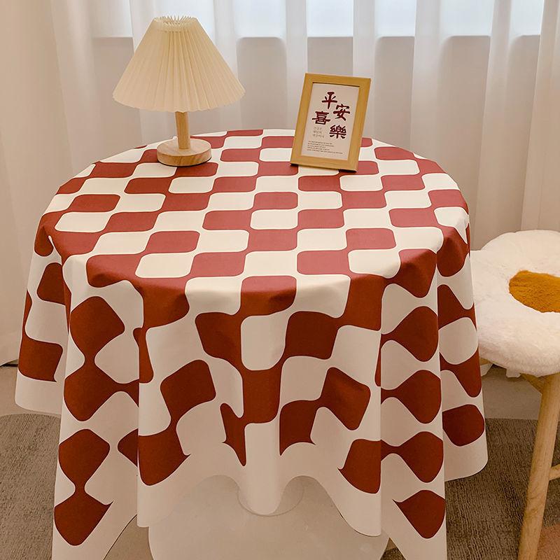 Ins Checkerboard Tablecloth Plaid Desk Mat Versatile Student Essential for Dormitory Round Table Cover Coffee Table Mat Dining Table Cloth Decorative