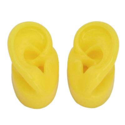 2 Stück Silikon-Ohr-Modell Weich Zäh Blasenfrei Gelb Wasserdicht Ohr-Displays Form Für Krankenhaus