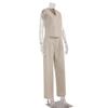 Zweiteiliges Set für Damen, Weste, ärmelloses Hemd, hohe Taille, Kordelzug, Hose, große Größe, modische Anzüge