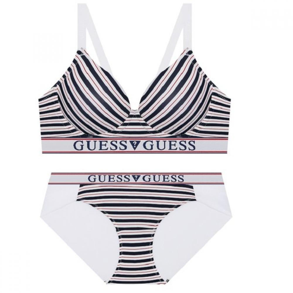 Guess Underwear Комплект: Бюстгальтер с полными чашками без косточек в полоску + Трусы Gcwbr312 Gcwbp312 75A/90