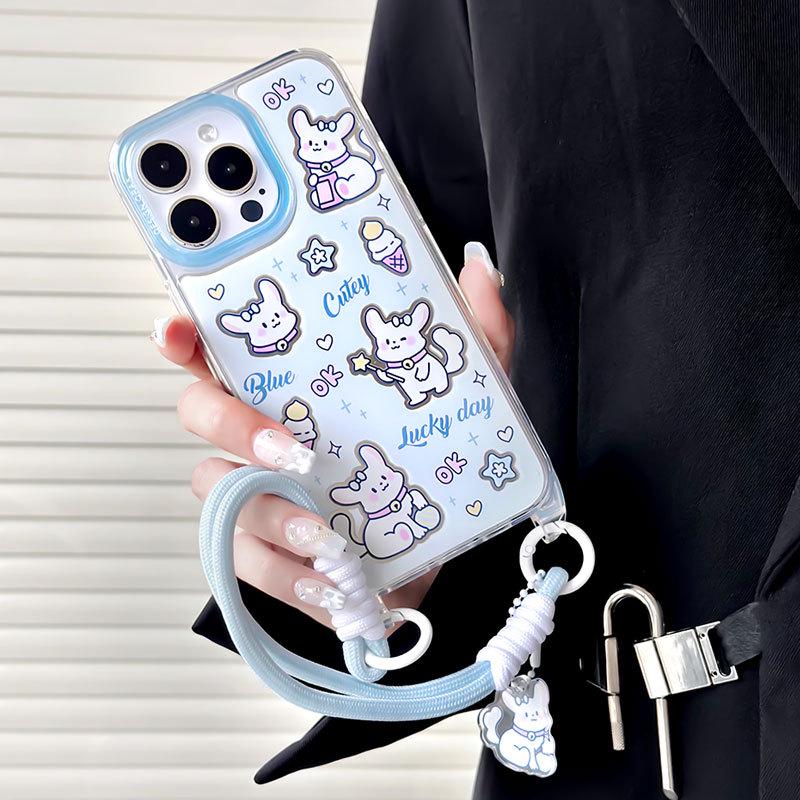 Zhitai Cartoon Lanyard Mirror Case for iPhone 12/13/14/15 Pro/16 Pro Max
