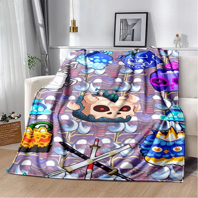 2025 New Style B-Blox Fruit Cartoon Flannel Blanket,Soft Throw Blanket for Home Bedroom Bed Sofa Travel Cover Kid Gift