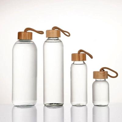 Zhishi High Borosilicate Glass Water Bottle with Wooden Lid