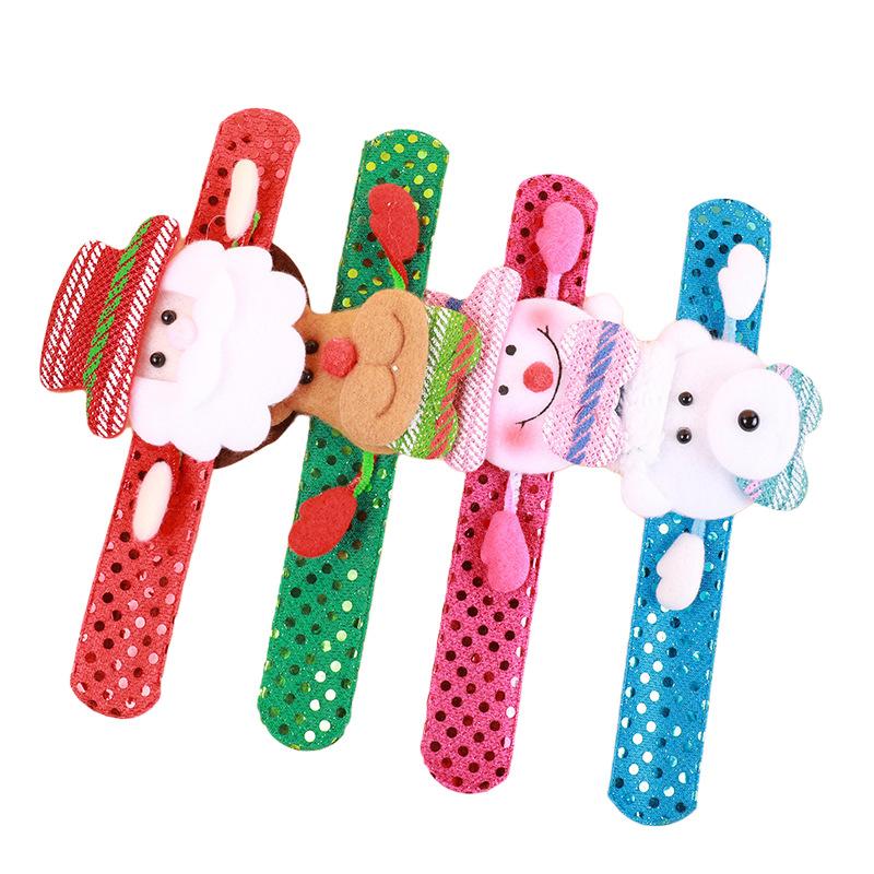 Creative Christmas Children's Gift Glowing Santa Claus Snowman Pat Circle Bracelet Christmas Gift Snap Circle