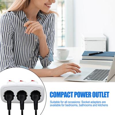Multiprise Compatible UE Convertisseur de Puissance Bloc Multiprise avec 3 Interrupteurs Individuels Prises Horizontales pour Maison Bureau Voyage