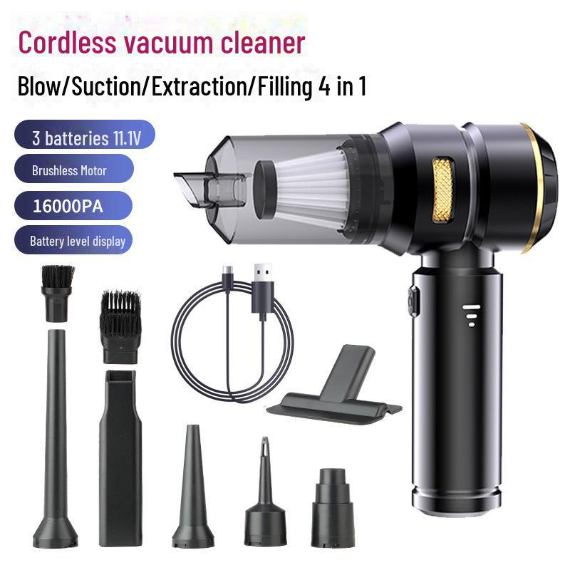 

Ручной высокомощный автомобильный пылесос для удаления пыли с большой силой всасывания и двойным назначением чёрный/золотой