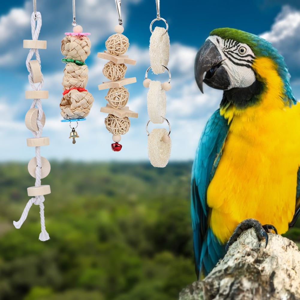 7Pcs Set Bird Chewing Toys Hanging Cage Swing Parrot Standing Climbing Toy