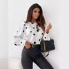 2023 Women's Autumn Polka Dot Long Sleeve Round Neck Blouse