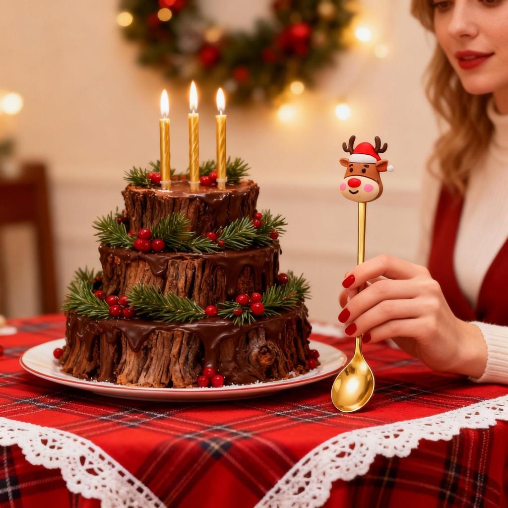 Löffelbaum Kaffeelöffel Dessert Gabel Obstgabel Figur Löffel Gabel Geschirr Geschenkset