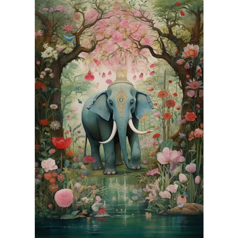 Indian Animals Elephant Tiger Peacock Nature Posters and Prints Canvas Printing Wall Art Picture for Living Room Home Decor Gift