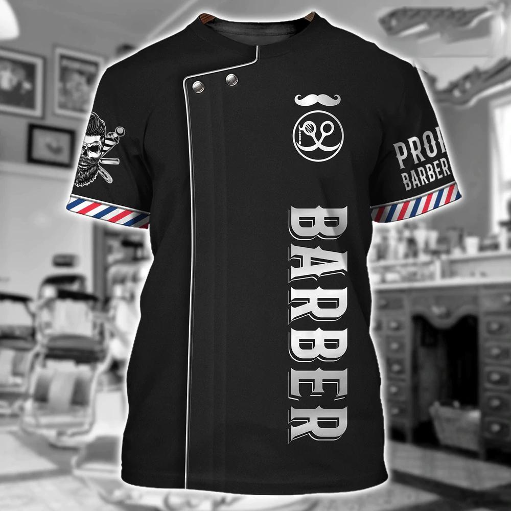 Barber Shop Shirts Men T Shirts 3D Printing Custom Man's Clothing O Neck Oversized Casual Short Sleeve Tops Cool Punk Streetwear