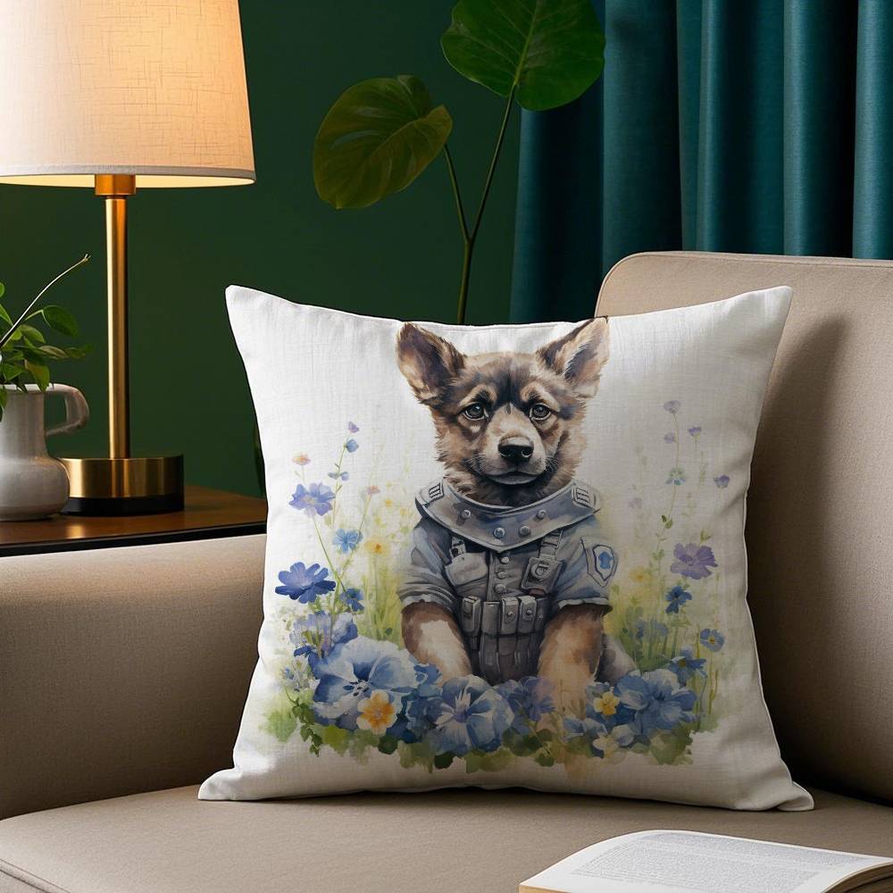 Cute Watercolor Pet Dog Pillow Case Short Plush Print Cushion Cover Square Throw Pillow Covers Sofa Home Decor