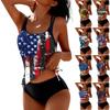 Women's Fashionable Two-Piece Sexy Bikini Beach Set With Flag Print Swimwear