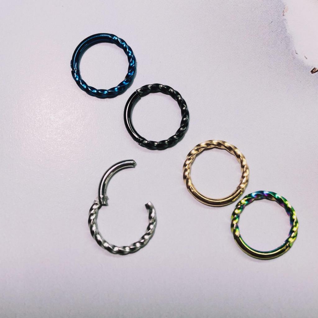 Stainless Steel Twisted Rope Nose Ring Earring - 316L Seamless Open Coil Piercing Jewelry