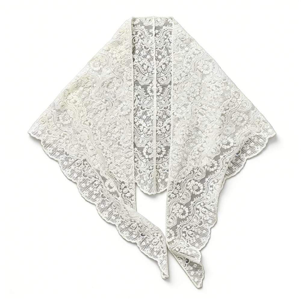 Flower Embroidery Lace Flower Hair Scarf Thin Mini Lace Skirt Fashion Bandanas for Women абрикосовый