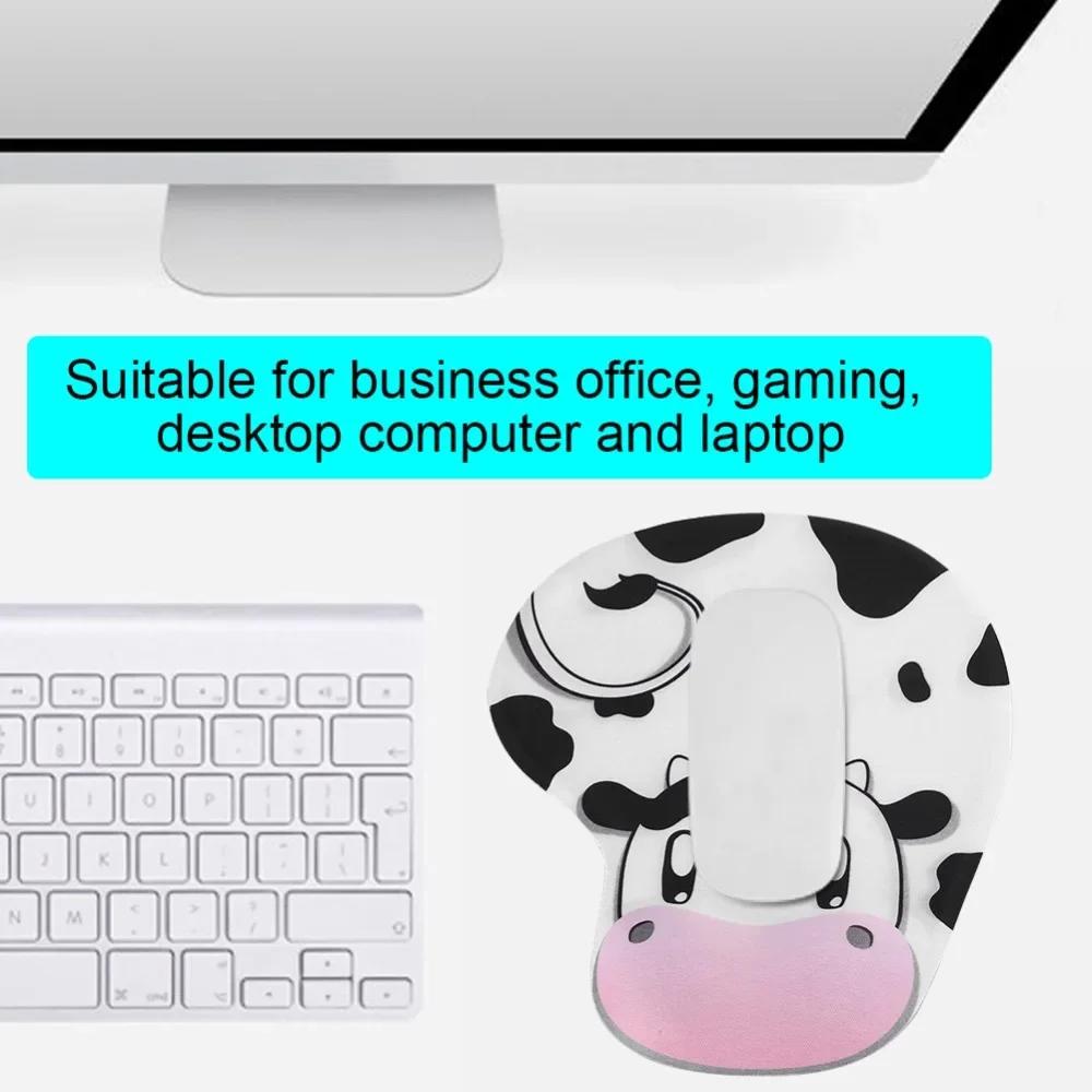 Comfortable Cow Style Mouse Pad Singlesided Cartoon Style Cartoon Wrist Protected Pad Gel Wrist Support Home Office