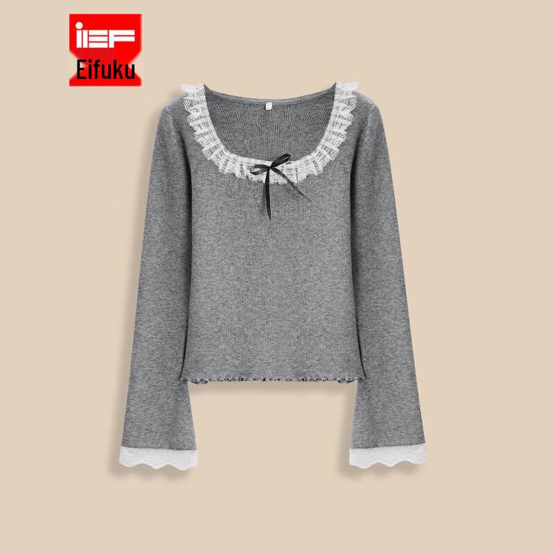 

IEF Women s Lace Patchwork Square Neck Knitted Top One Size