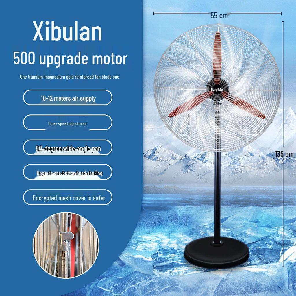 Powerful Wall-Mounted Industrial Fan: Strong Electric Floor and Horn Wind Fan