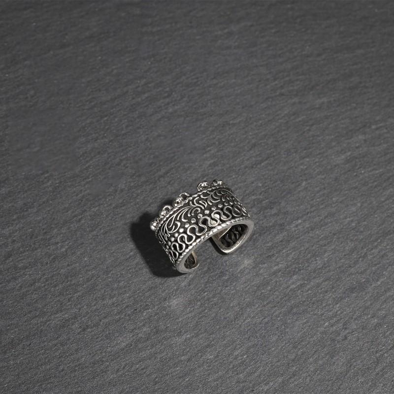 Adjustable Vintage Lace Fringe Ring Women Men Boho Ethnic Style Statement Jewelry