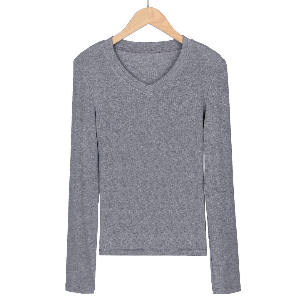 Women's V-Neck Long-Sleeve Slim Fit Top for Fall & Winter